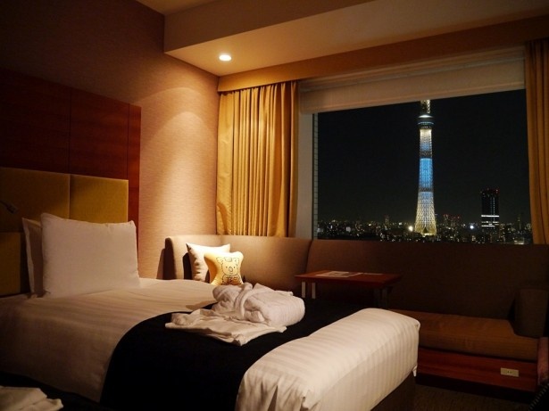 北側ツインルームからは東京スカイツリーが見える