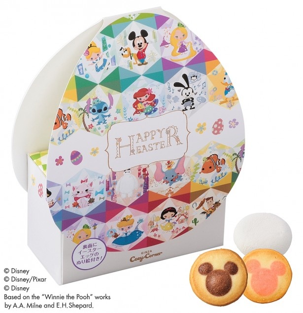 「“ディズニー”イースターエッグ(3種6個入)」(378円)はイースターエッグの形をしたパッケージにクッキーとマシュマロ入り