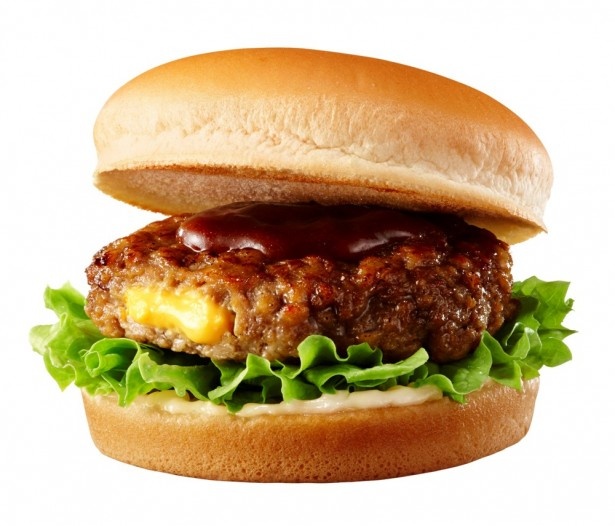 4種のチーズ入り肉厚ハンバーグパティにじっくり煮込んだデミグラスソースを合わせた「デミグラチーズイン肉厚ハンバーガー」(単品360円、セット750円)