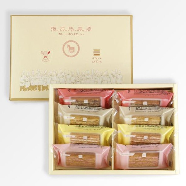 ガトー・ド・ボワイヤージュの「パティシエnoミルフィーユ」(1080円)。4種類の味わいが楽しめるのが魅力