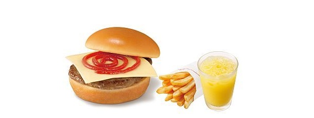 「モスワイワイチーズバーガーセット」。ケチャップのみのシンプルな味だ