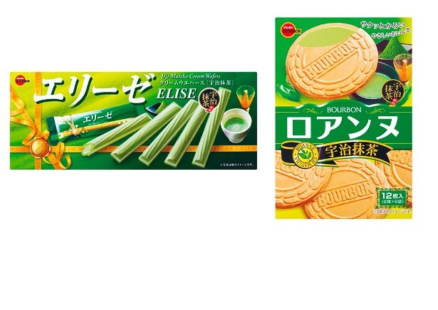 サクッと軽い「エリーゼ宇治抹茶」(希望小売価格・税抜220円)と、「ロアンヌ宇治抹茶」(希望小売価格・税抜200円)