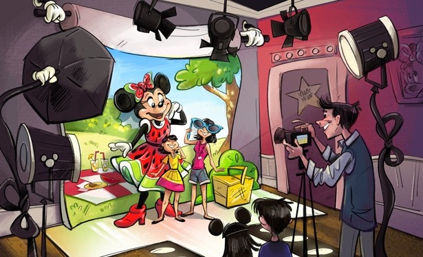 トゥーンタウンの新キャラクターグリーティング施設では、ミニーマウスと写真撮影ができる