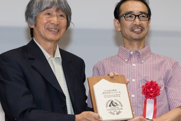 辰野モンベル代表(左)と海部氏(右)