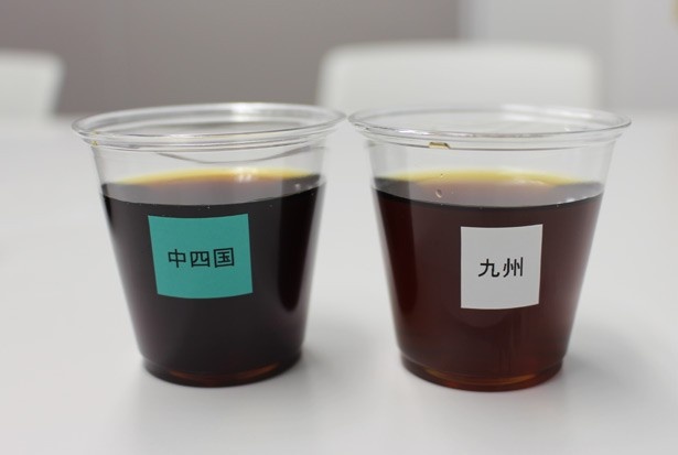 1番味の濃い中国・四国と、最も甘い九州とでは色の違いも歴然！