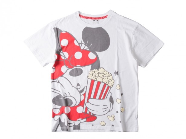 ミニーマウスがポップコーンを持っているイラストがプリントされた「X-girl Tシャツ(ホワイト)」(7500円、フリーサイズ)