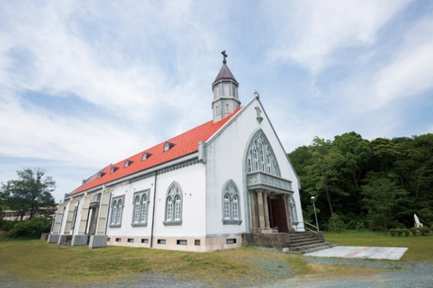 ザビエル聖堂。鹿児島市にあったザビエル聖堂を、保存のため、2016年に宗像市に移築・再建した。戦後の厳しい時代に建てられた貴重な建物