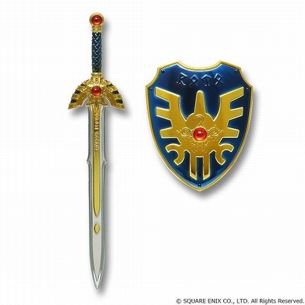 長さ約157mmのロトの剣と高さ約73mmの盾がセットになった「メタリックアイテムズギャラリースペシャル ロトの剣＆ロトの盾」
