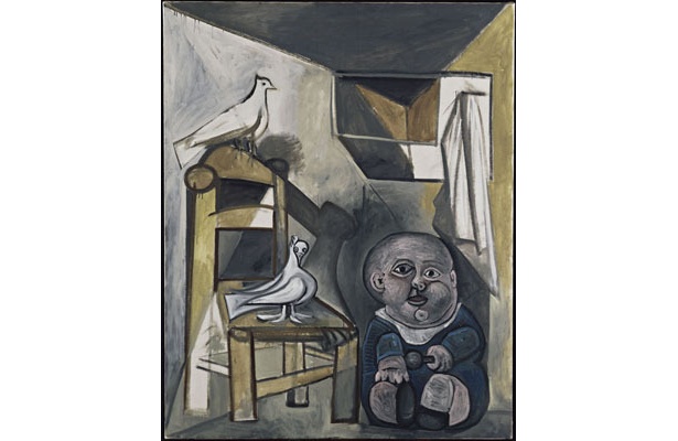 《子どもと鳩》 1943年（C）2008-Succession Pablo Picasso-SPDA〔JAPAN〕（C）Photo RMN-（C）Jean-Gilles Berizzi/distributed by DNPAC　サントリー美術館にて展示