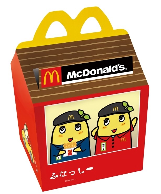 ふなっしーがクルーユニフォーム姿で店にいるデザインも