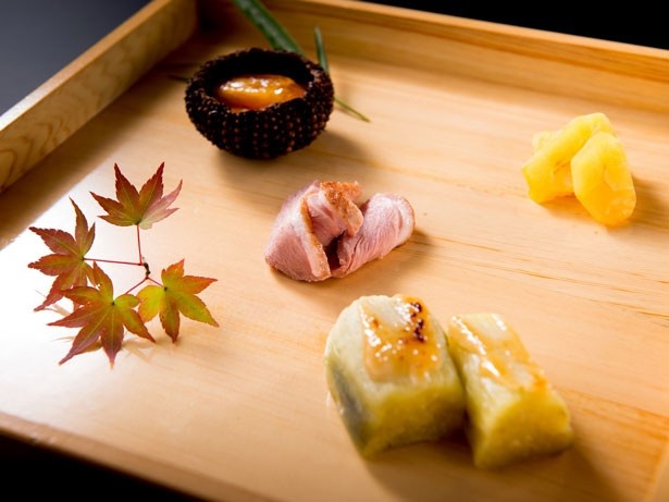 ディナー会席「錦繍」の八寸のイメージ(9月)。食べるのが惜しくなるくらい美しい料理の数々