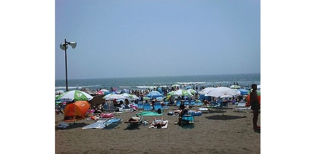 賑わう由比ガ浜海水浴場の様子