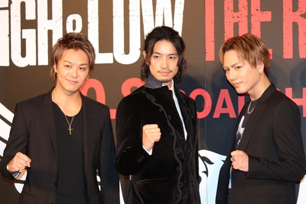 『HiGH&LOW THE RED RAIN』のイベントに登場したTAKAHIRO、斎藤工、登坂広臣