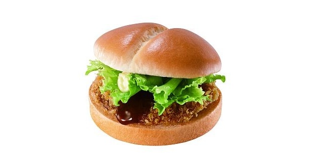 カレー風味が隠し味「ハムカツバーガー（ミートソース入り）」（セット290円）