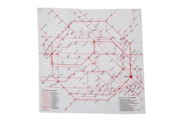 東京都心の鉄道路線図がおしゃれなハンカチに！「Tokyo Route Map1」(1620円)/H TOKYO (3F)