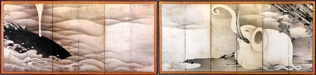 「象と鯨図屏風」 MIHO MUSEUM蔵