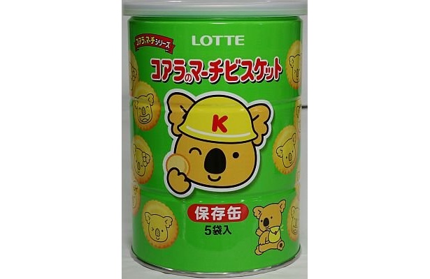「コアラのマーチビスケット　保存缶」（￥367）は賞味期限3年