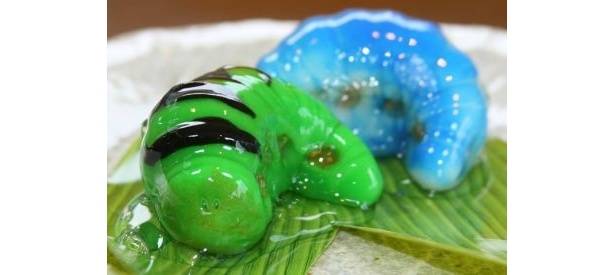 ぬめり感がリアル！夏限定の「いもむしプルプル」は葛でコーティングした和菓子（230円）