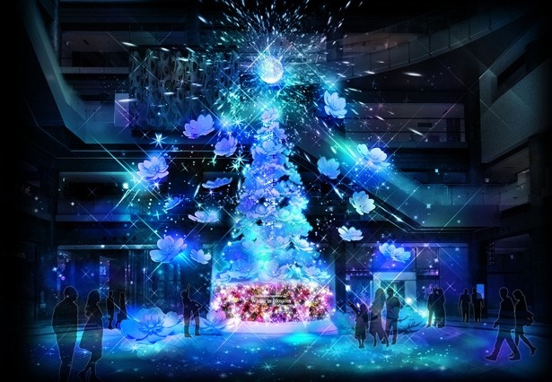 メインクリスマスツリーは、フラワーアーティストの木村貴史氏と､デザイナー長谷川喜美氏のコラボで実現