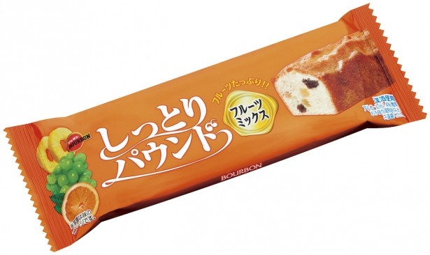 種類も豊富でより楽しめる「しっとりパウンドフルーツミックス」(120円)