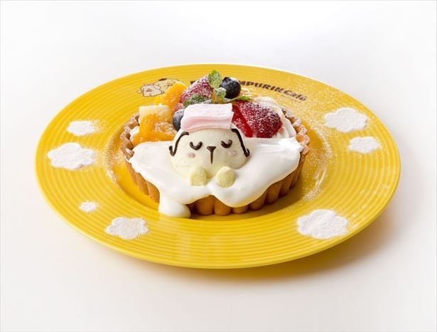 「秘境の温泉でざぶーん！ポムポムプリンの湯けむりフルーツタルト」(税抜1100円)