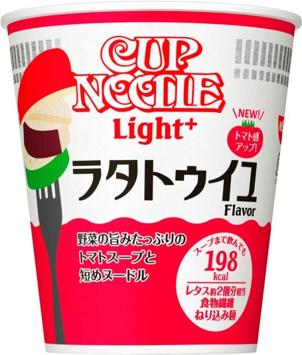 トマトの旨味とハーブの香りが効いたスープのコクが堪らない「カップヌードルライトプラス ラタトゥイユ」(希望小売価格・税抜180円)