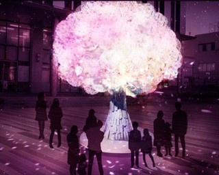花びらに映像を照射！堺市の小学生とネイキッドがコラボした桜色イルミ
