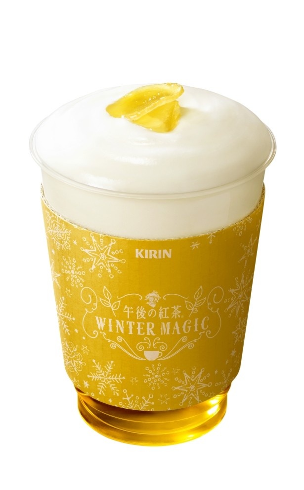 「キリン 午後の紅茶 あたたかい レモンティー」にジンジャー風味の泡とハチミツ生姜をトッピングしたアレンジティー「HOT SNOW TEA -LEMON-≪ジンジャー＆ハニー≫」(400円)