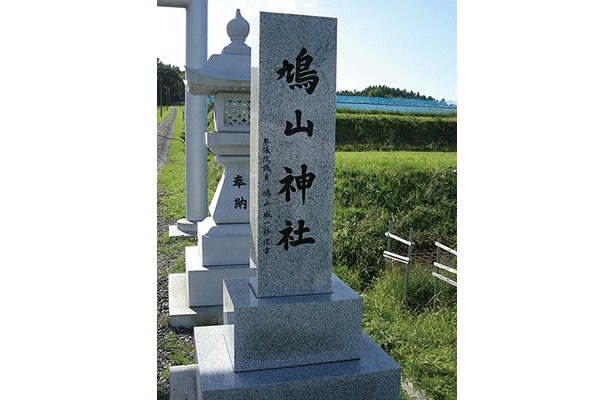 畑の中にある鳥居と一緒に建てられている