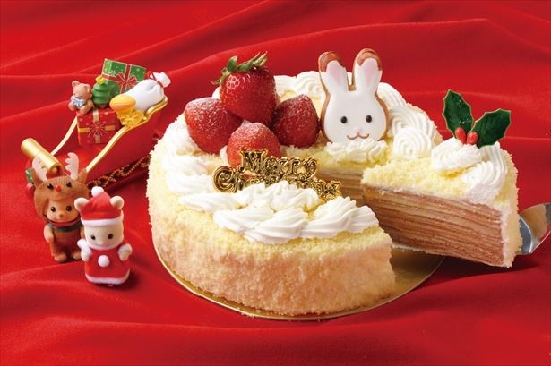 メルシークレープの「ショコラウサギのクリスマス・ミルクレープ」 (税抜3704円)   