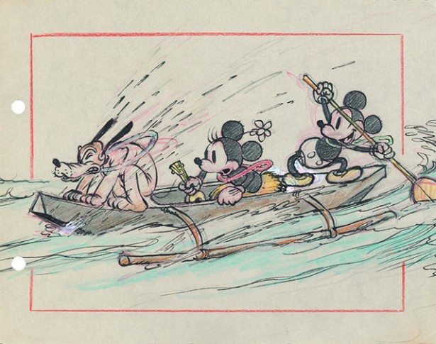 初期の作品より、『ミッキーのハワイ旅行』(1937)のコンセプトアート