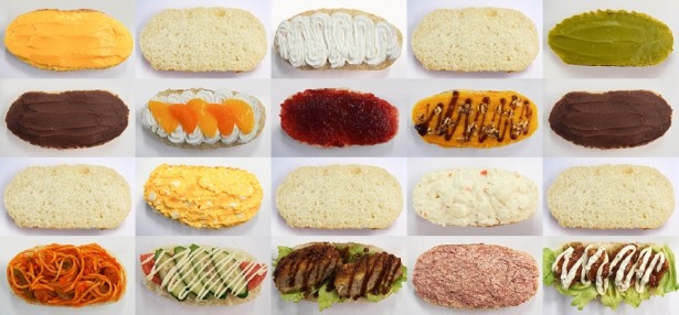 北海道産小麦を使ったふわふわ生地のパンにはたっぷりの具がサンド。おやつ系、総菜系あわせて約30種類が並ぶ