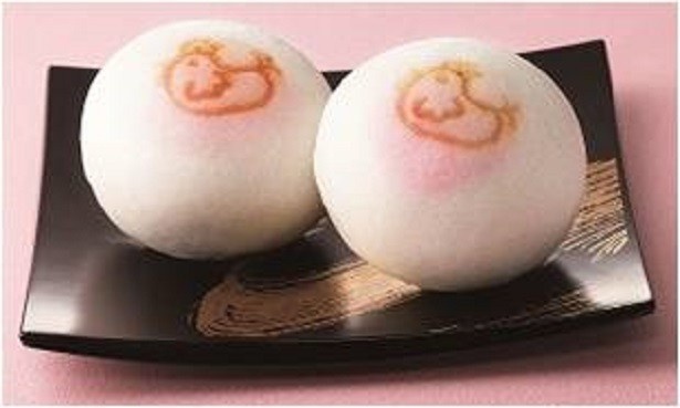 「上野駅前 岡埜栄泉総本家」の「干支 紅白じょうよ」(200円)