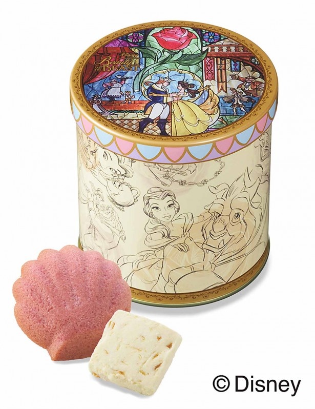 缶のふたにステンドグラスをデザインした「＜美女と野獣＞ギフト缶」(税抜1000円)