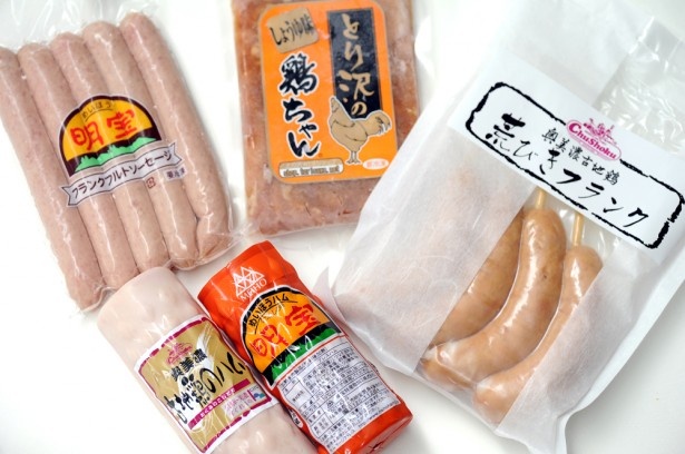 明宝ハム(1280円)やフランクフルトソーセージ（854円）など