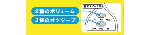 スイッチで音の高さも変えられる