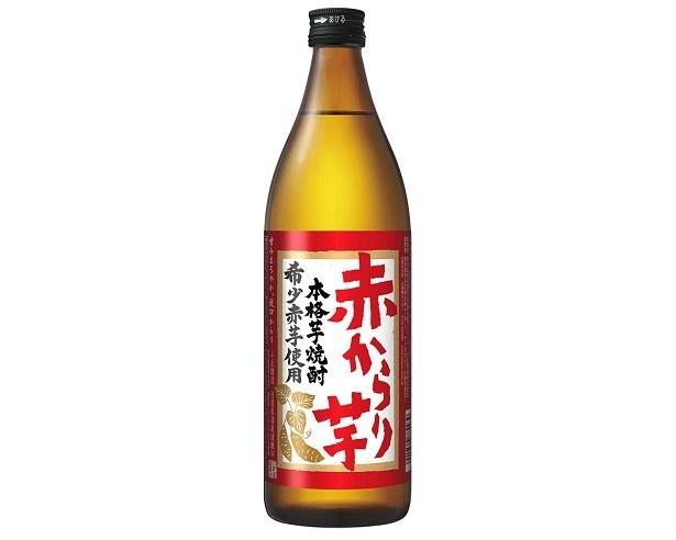 【写真を見る】希少な赤芋「頴娃紫」を使用した「本格芋焼酎　赤からり芋」