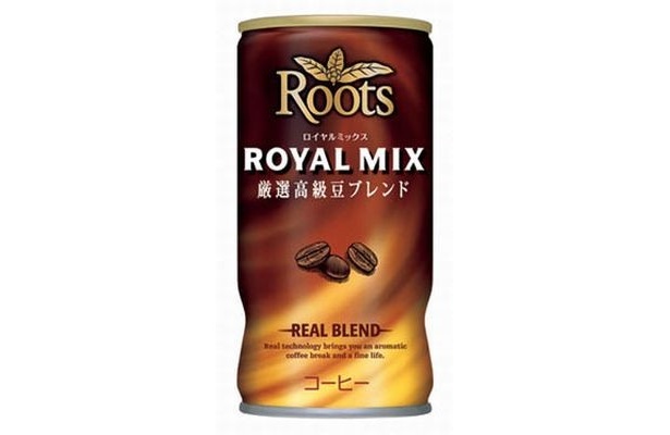 ｢ルーツ リアルブレンド ロイヤルミックス｣（JT、120円）。高級豆とミルクのバランスが絶妙な、大人の男の気分転換に最適の缶コーヒー