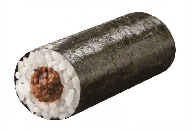 豚肉を山椒と黒コショウで炒め、担担麺をイメージした「手巻寿司 辛口担々風肉炒め巻」(160円)